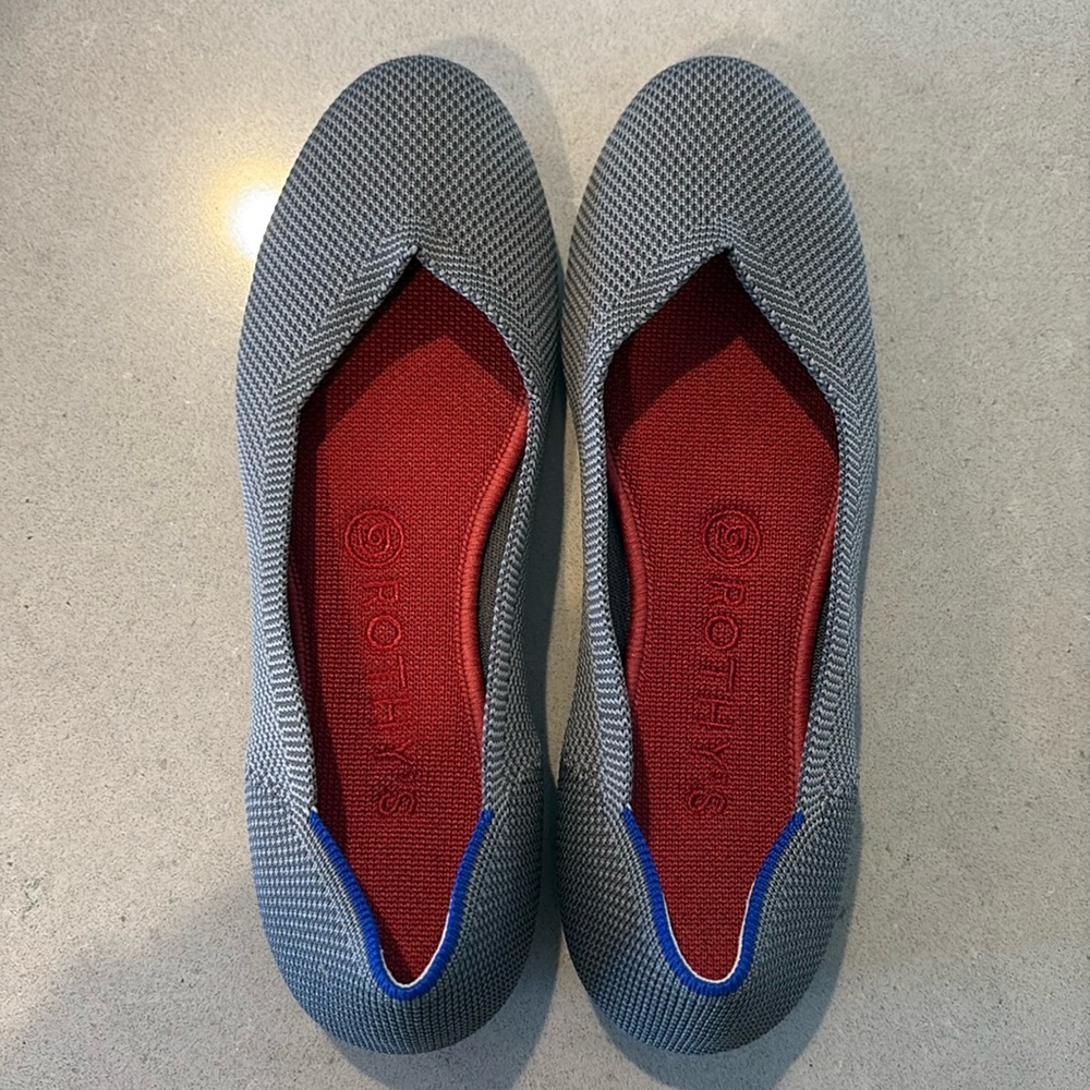 Rothy's Gray and Red Flats
